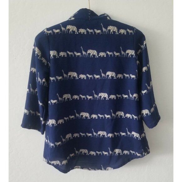 Zink London Womens Small Blue Animal Print Open Cardigan Sweater Lightweight - Picture 2 of 6